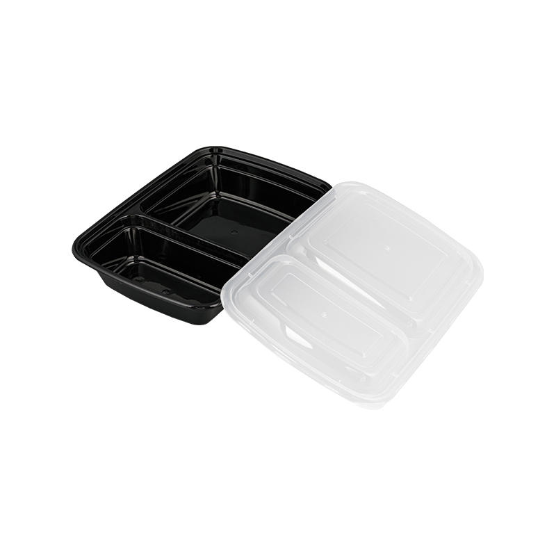 Meal prep food container plastic fast food box with transparent lid on black base