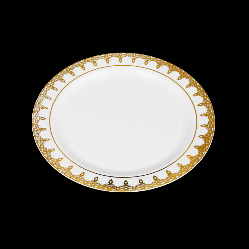 Disposable party plate with lace design