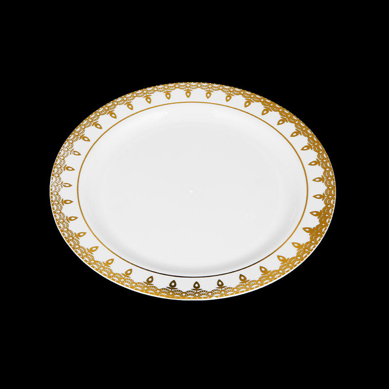 Disposable party plate with lace design