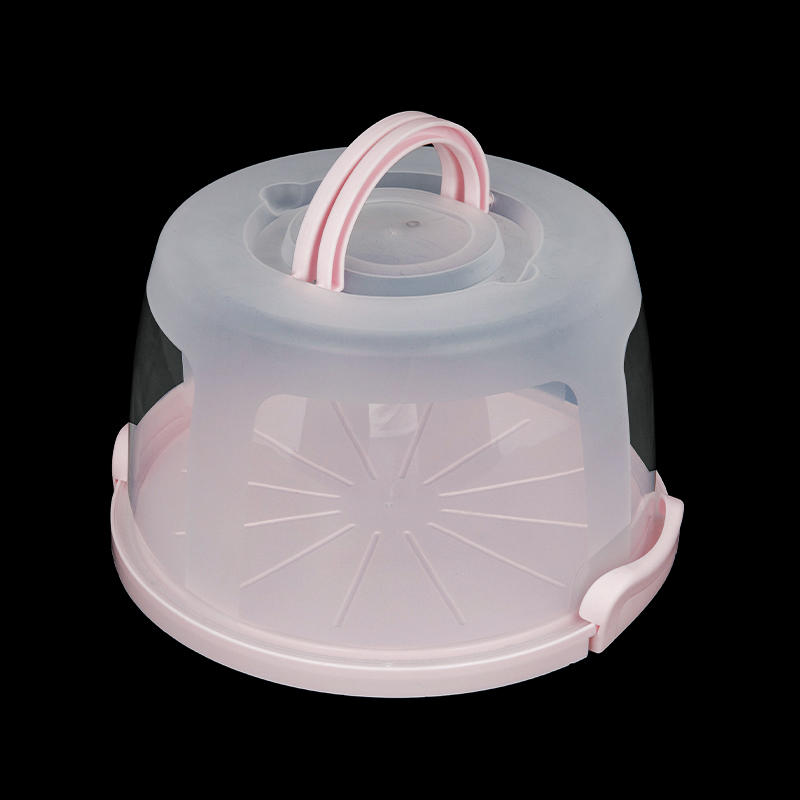 Clear round plastic cake box with locking lid