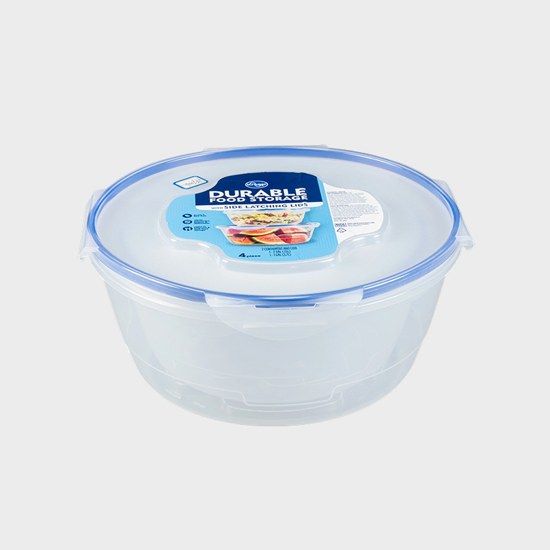 PFT006 Commercial-Grade Round High-Capacity PP+TPR Food Storage Container 2-Pack Set with 4-Side Latching Overmolded Lids