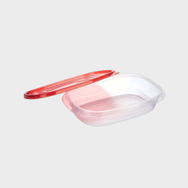 PFB017 950ml Shallow-Profile Rectangular PP Food and Agricultural Storage Container Set with Red Lid