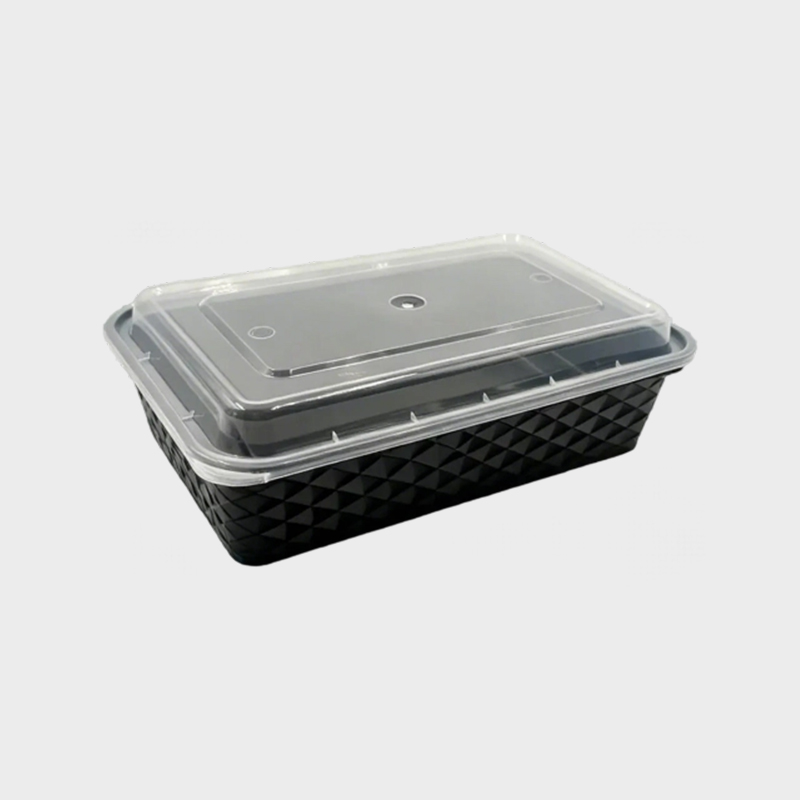 800ml PP Diamond-Pattern Disposable Meal Container with Lid