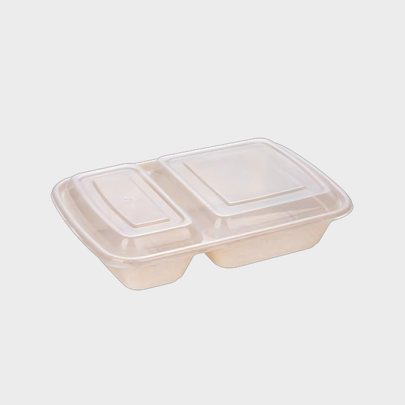 700ml PP Two-Compartment Takeaway Food Container with Lid
