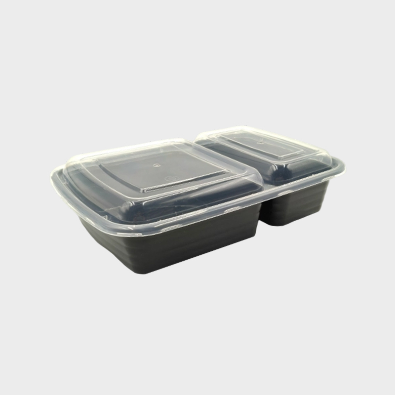 800ml PP Ribbed Meal Tray with Clear Lid